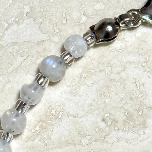 Genuine Natural Gemstone Apatite Rainbow Moonstone Bracelet, Dainty & Elegant - Picture 7 of 14